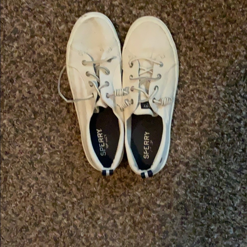 Sperry brand white slip on shoes